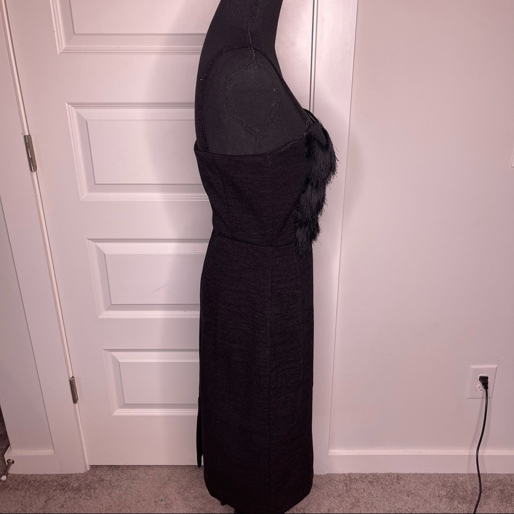 Banana Republic Fringed Cocktail Dress Black Removeable Straps Women's Size 8 - Picture 4 of 10
